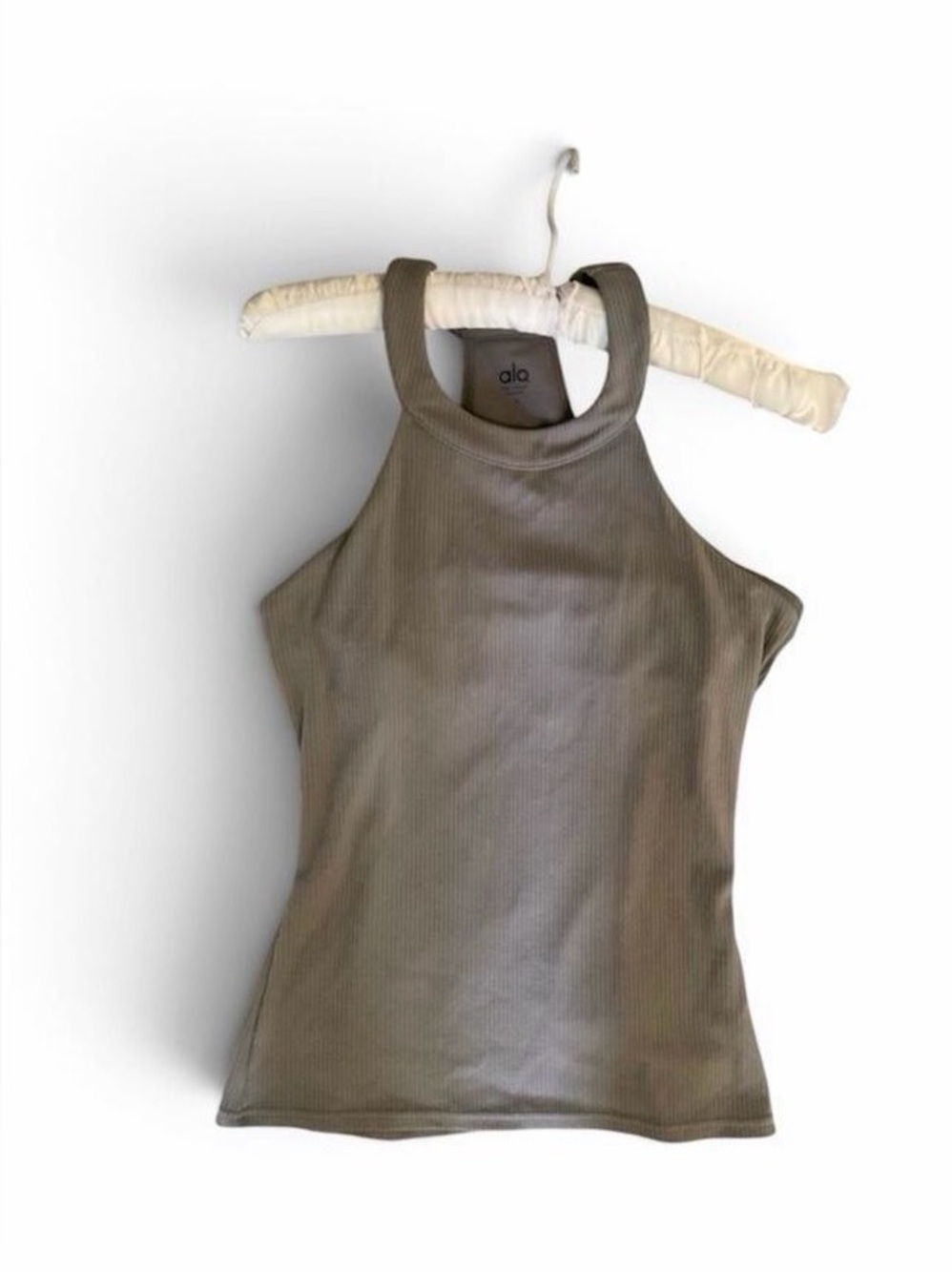 ALO Yoga High Neck Ribbed Tank Top - Gray